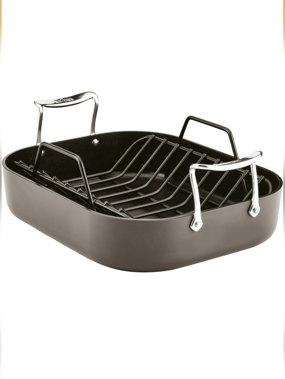 All-Clad Roaster & Rack 11×14 NONSTICK ESSENTIALS Black, NEW In Box! Discnt Ship